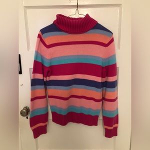 Multicolor Striped Turtleneck Sweater